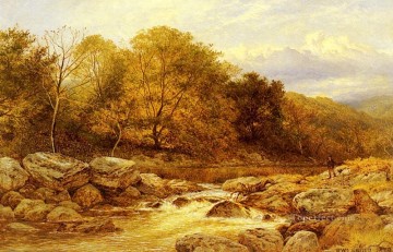 Brook River Stream Painting - On The Llugwy North Wales landscape Benjamin Williams Leader brook